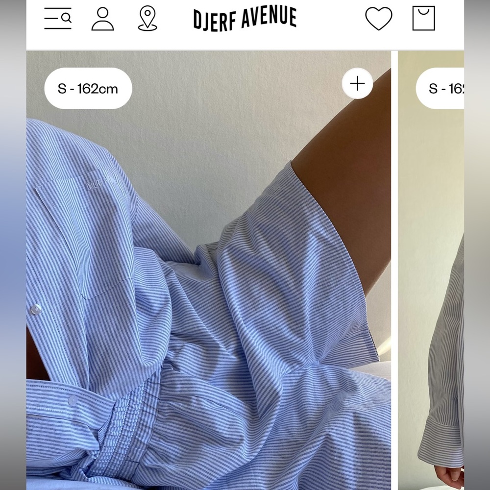 Djerf Avenue Light Blue & White High Waist Shorts